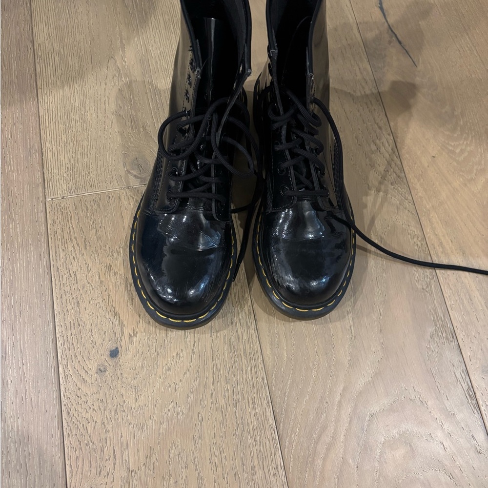 Dr. Martens Black Patent Combat Boots